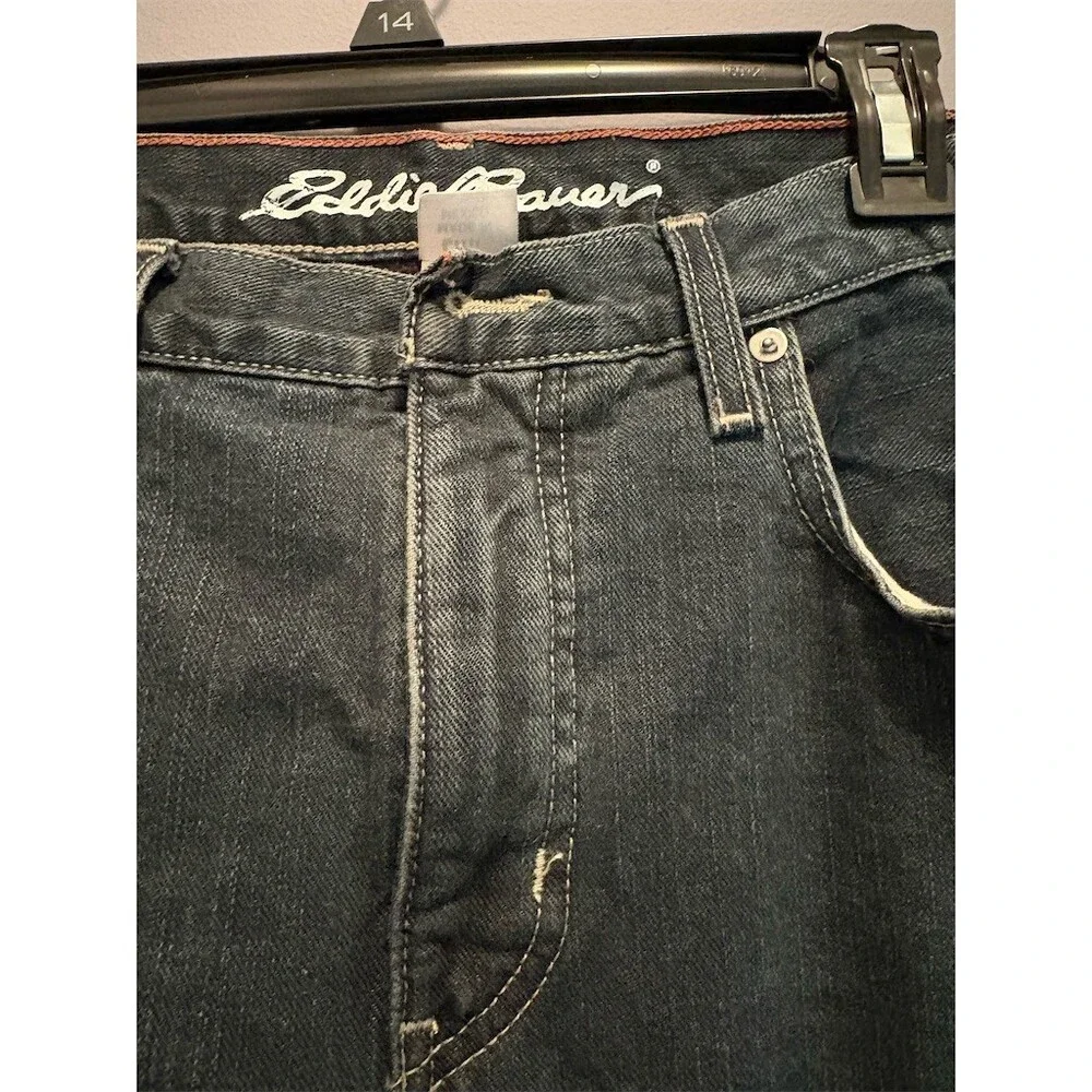 Eddie Bauer Jeans Mens 34x34 Dark Blue Lined Straight Leg 5-Pocket Denim